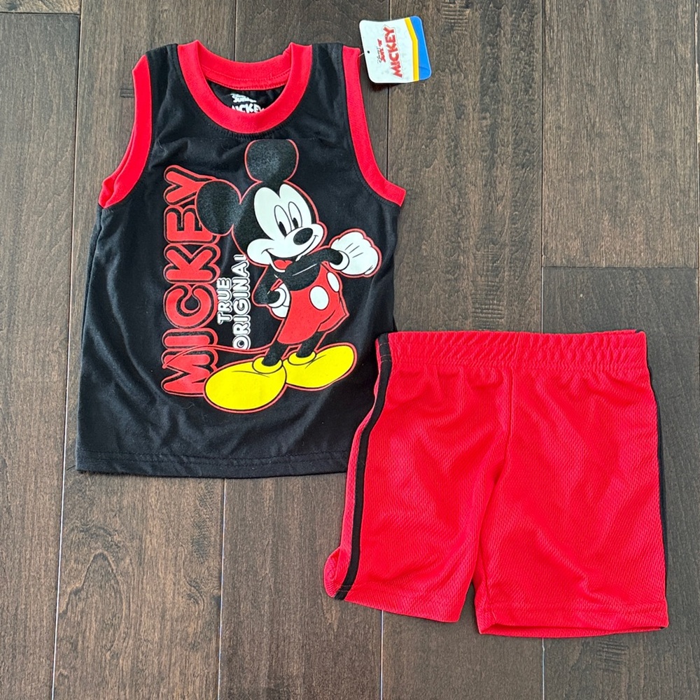 NWT Disney Junior Mickey Mouse Graphic Tank Top and matching short set